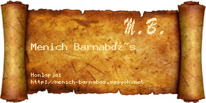 Menich Barnabás névjegykártya